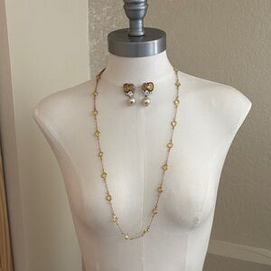 J. Crew Gold and Pearl Necklace Set